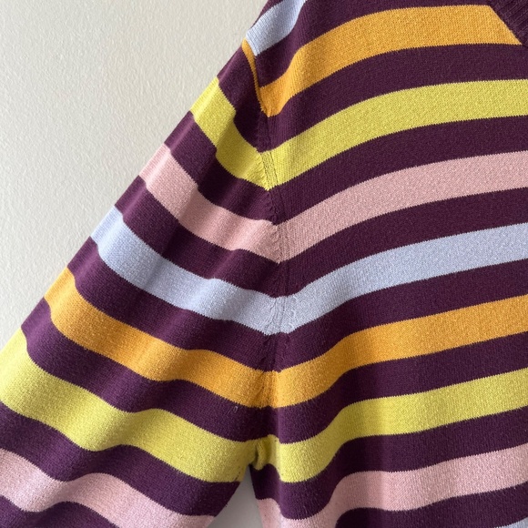 PACT Sz M Stretch V Neck Pullover Knit Sweater Organic Cotton Multicolor - Picture 7 of 11